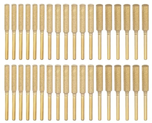 sourcing map 36pcs Diamond Chainsaw Sharpener Bits 5/32 3/16 7/32 Cylinder Head, Titanium Plated Electric Chain Saw Grinder