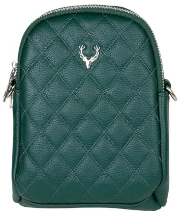 Trachten Handtasche Emma | Dirndl Umhängetasche mit Hirsch Applikation (Dunkelgrün)