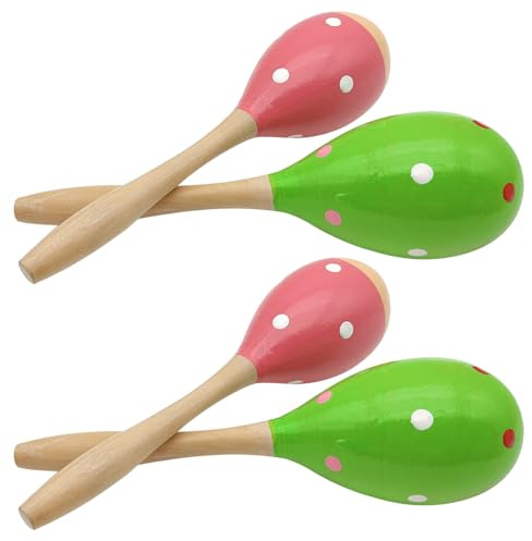 4 pcs Maracas, DaKuan 2 Styles Maracas Hand Percussion Instruments, 23cm Maracas, Used for Concerts, Parties, Performance Shows, Voiceovers, and Gatherings (Pink and Green)