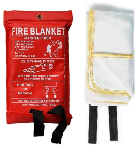 Fire Blanket 1m x 1m Soft Case Easy to use Ideal for Household Kitchens, Homes Caravans, Garages, Offices Restaurants Sold By Zinnia