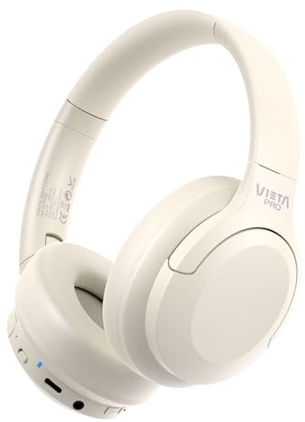 Vieta Pro Auricular Diadema Stream, Bluetooth 5.4, Dual Pairing, Modo de Juego, Micrófono Integrado y en Cable, USB-C. Batería 50 H. Color Blanco