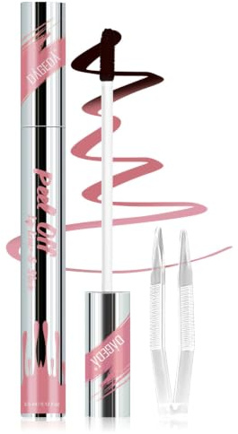Prreal Peel Off Lip Liner Stain, Lip Stain Peel Off Tattoo Lip Liner | with Tweezer, Waterproof, Long Lasting Lip Gross, Highly Pigmented Matte Finish Lip Tint Stain Lipstick, 04 Romance