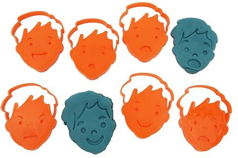 Craftplay Cookie Dough Cutters | Emotion Facial Expression Cutters | Pack of 6 | Strong Plastic | Red, Blue, Yellow | Birthday Occasion