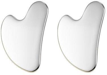 GXGM 2 Stück Gua Sha Stein Massagewerkzeug gua sha Edelstahl Herzform Gua Sha Massagewerkzeug Anti-Falten-Werkzeug Gesichtsmassage Für Augenschwellungen Hautstraffung von Gesicht