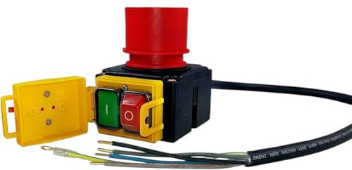 Exogio KOA7 Notausschalter 3-phasig 400V Geräteschalter Maschinenschalter 380/400V 3 Phasen mit Kabel und Phasenwender Inkl. Kombinierter Not-Aus-Klappe, Motorschutzschalter