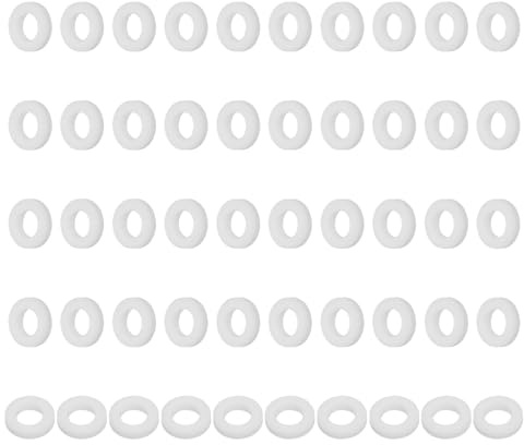 PATIKIL 50 Pièces Rondelles Plates en Ptfe Joint D'Étanchéité Blanc | 6X11X2mm 0,24 Po ID X 0,43 Po OD X 0,08 Po D'Épaisseur, pour Machines Tuyaux Vannes Industries Du Pétrole Du Gaz