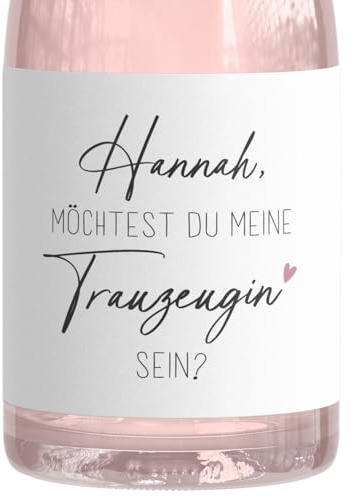 Willst du meine Trauzeugin sein Flaschenetikett Sekt personalisiert Trauzeugen fragen Geschenk Idee Etikett Sektflasche selbstklebend 9x13 cm (2 Stk.)