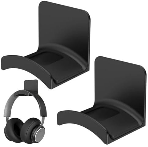 NJCXOLA 2 PCS Support Casque Bureau - Crochet Porte avec Adhésif Fort pour la Plupart des Gaming, Support pour Bureau, Murs, Verre, Métal, Noir