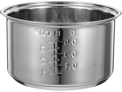 Amosfun Pot intérieur en acier inoxydable pour cuiseur à riz 6L 17 x 17 x 9,5 cm Pot de rechange universel pour accessoires de cuisson à la vapeur de riz électrique