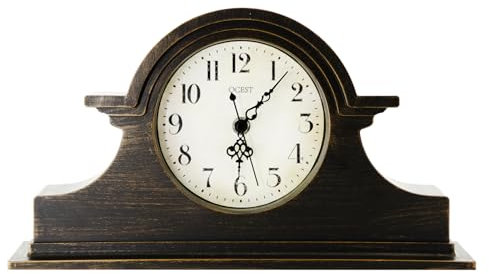 OCEST Kaminuhr, Vintage-Bauernhaus Tischuhr, Napoleon-Schreibtisch-Regal-Uhr, Heim-Tischdekoration Büro Kunst-Schreibtischuhr, Schwarz