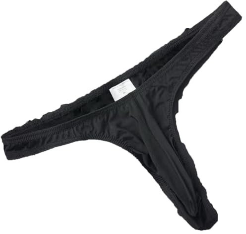 Faringoto Herren Nahtloser durchsichtiger G-String, T-String, Schwarz, Small