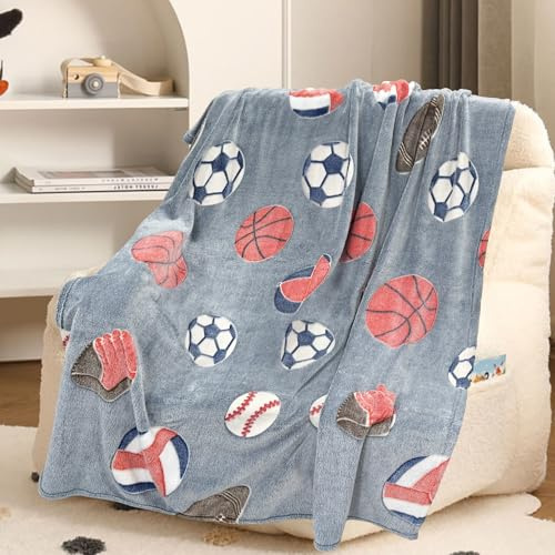 Manta de Unicornio - 100 x 150 cm Manta que Brilla Oscuridad, Mantas Infantiles Cálidas y Mullidas para Niños de 1 a 10 Años - Manta para Sofá, Cama, Viaje, Sala de Estar (Fútbol, 100 x 150cm)