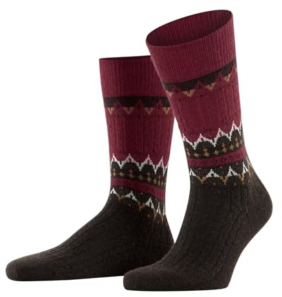 FALKE Norseman M So lana fantasia 1 paio, Calzini Uomo, Rosso Ingle 8077, 39-42