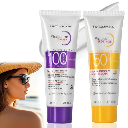 Sonnencreme LSF 100 und SPF 50+, Sunscreen SPF 100, 2PCS Anti-aging Sonnenschutz für Empfindliche Haut, Sonnenschutzlotion für Körper und Gesicht - Nicht fettend & Ölkontrolle, Wasserfeste