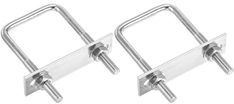 DTGN M8x50x100mm U Bolts Square Kit - 2Set - 304 Stainless Steel U Clamp | U-Bolt Kit with Nuts, Washers, Frame Plate Good for Pipe, Trailer, Automotive, Leaf Spring Fastener