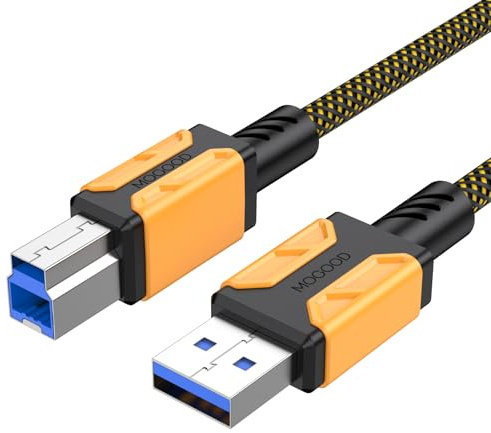 MOGOOD USB 3.0 Kabel A/B 5Gbps, 2m, Vergoldet, Plug-And-Play, Stabil-Leicht | Kupferkern, Saubere Übertragung, Stabile Verbindung, Für Scanner/Docking/Festplatte, PC/Mac, Büro/Zuhause, Langlebig, Zuverl