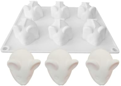 Stampo in silicone a 6 cavità a forma di topolino fai da te per mousse e torte, strumento di cottura per realizzare cioccolato fondente dessert durevole