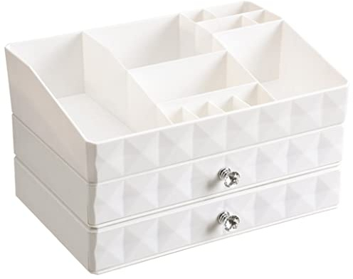 Makeup Organiser, Cosmetic Storage with Drawers -for Lipstick Jewellery Skincare Cosmetics Organisers, Suitable for Desktop, Countertop, Bathroom (Color : White, Size : 30.4 * 21 * 17.8cm) (White