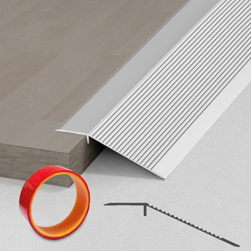 Übergangsschiene Höhenausgleich Alu, Übergangsprofil Höhenausgleich, Abschlussleiste Boden, Übergangsleiste Metall, Türschwellen Übergangs Leiste für Türschwelle, Holzböden, Laminat, Fliesen