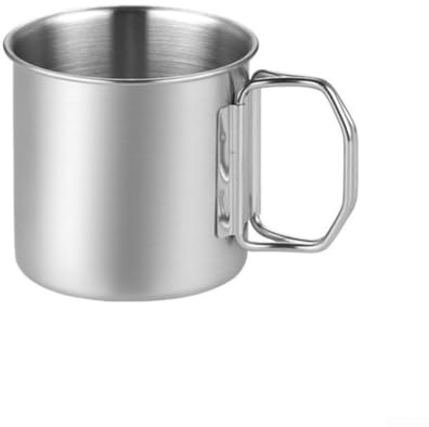 260350660ML Tasse légère en acier inoxydable avec poignée pliable, idéale pour le camping et les aventures en plein air (600 ml)