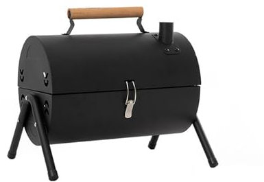 Barbecue Carbonella Piccolo con Affumicatore e Piastra, Griglia Portatile Barbecue con Coperchio e Maniglia per Campeggio All'aperto Cucina Feste Picnic Patio Cortile(Black)