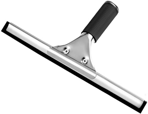 Fawley Professional Window Squeegee 25cm Stainless Steel Shower Wiper | Double-Sided Rubber Blade Non-Corrosive Rust-Proof Streak-Free Cleaning Equipment Bathroom Screen Car Glass Tiles Mirror