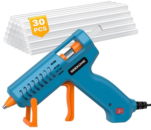 SEEKONE Heißklebepistole 50W Kleine Klebepistole mit 30 Klebesticks 150mm | Profi Heissklebepistole Ohne Tropfen PTC Heizung für DIY Kunst, Handwerk Schnelle Reparaturen im Haushalt, Basteln mit Papier