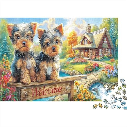Yorkshire Terrier 1000-piece Jigsaw Puzzle & Jigsaw Eco-Friendly Material Premium Stress Relief Yorkie Greet for Adults & Families 38x26cm/1000pcs