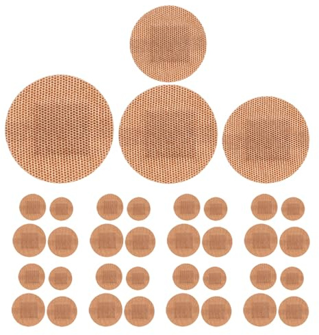 Ciieeo Fabric Adhesive Bandages 160pcs Circle Bandages Large Knuckle Finger Plasters Elastic Breathable Brown for First Aid and Wound Care