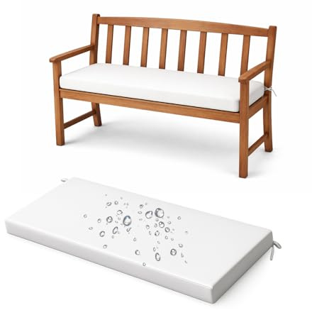 Genérico Cojin Banco Exterior Impermeable y cómodo, colchoneta Banco Jardin con Espuma de Alta Densidad, Antideslizante, fácil Limpieza y Funda Desmontable para terraza y jardín,Blanca,160x60x5cm