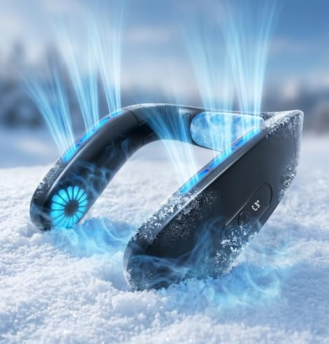 Ventilador de Cuello Portatil con Placa de Refrigeración, Aire Acondicionado Cuello Neck Fan Portátil Silencioso 4000mAh Recargable, Ventiladores Cara Plegable Regalo para Oficina Viaje Mujere Hombre