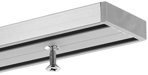Gardineum 200 cm Vorhangschiene, alle Längen bis 4,00 m möglich, Aluminium alu-silber, 2-läufige Objektschiene, vorgebohrt
