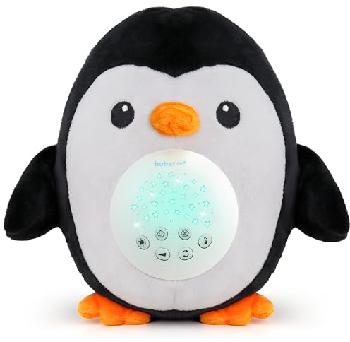 Bubzi Co Penguin Sound Machine, Portable Soother & Night Light Projector, Comforting Electronic Infant Sleep Aid & Shusher with White Noise