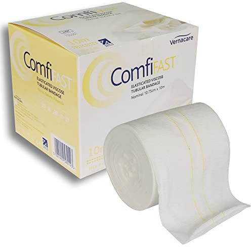 Comfifast Elasticated Tubular Stretch Viscose Bandage - for X-Large Limbs, Childs Trunk, Yellow Line 10.75cm (for Limb Circumference 35-65cm) - 10m Roll