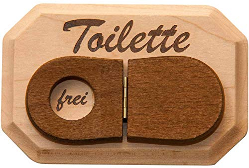 Spruchreif | WC Schild aus Holz | Toilettenschild mit WC-Deckel zum Umklappen | Türschild WC | Toilettenschild Damen und Herren | Türschild Gäste WC | lustige Geschenkidee