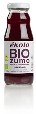 Zumo de Arnándanos, Ecológico 100% Exprimido, 12 Botellas x 200 ml., 2.400 ml