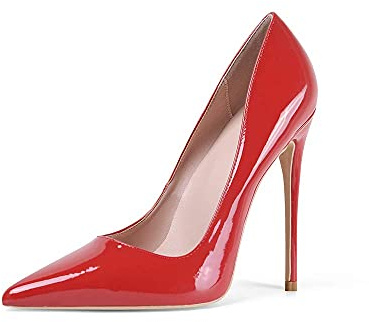 Zhabtuc damer pumps sexiga klassiska höga klackar spets stilett bal party bröllop pendlare klackar pumps 12 cm, röd, 41 EU