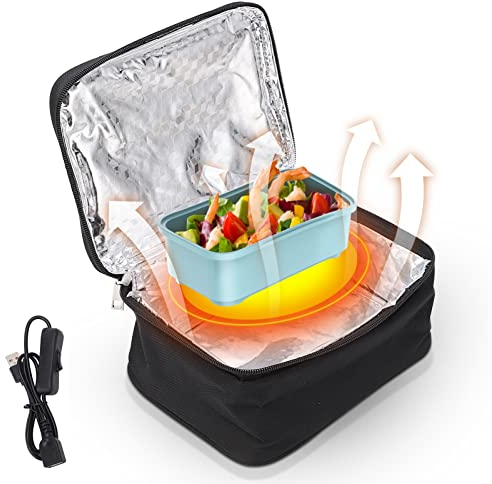 Mini Forno Portatile Portatile con Ricarica USB Scaldavivande per Auto,Forno Portatile, Lunch Box Elettrico Riscaldato per Riscaldare Pasti e Cucinare Cibo Crudo per Viaggi su Strada/Picnic/Campeggio