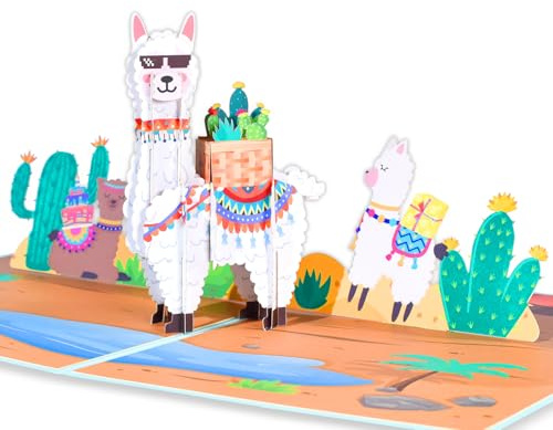 GREETING ART pop up geburtstagskarte alpaka,Pop Up Karte, alpaka geburtstagskarte, 3D Geburtstagskarte mit Alpaka, Geschenkkarte zum Geburtstag,Popup Karte als Gutschein oder für Geldgeschenke