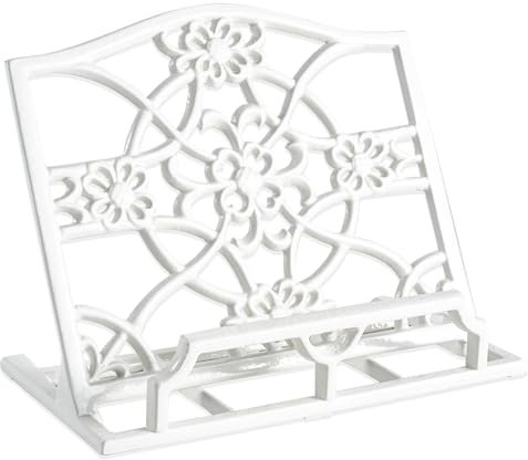 JOGREFUL Cast Iron Cookbook Stand, Kitchen Recipe Holder Medallion White