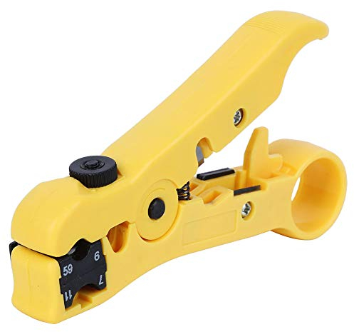 BORDSTRACT Pinza Spelafili e Tagliacavi Professionale, 2 in 1 Strumento per Cavi Coassiali e Dati, Coltello per Stripper di Fibra Ottica, Crimpatrice Multifunzione per RG6/RG7/RG11/RG59/CAT3/CAT5