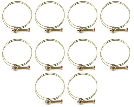55mm Double Wire Jubilee clamp + clamp 10pcs Double Pipe Clamps Adjustable Hose Clamps Pipe Clamps Water Hose Clamp Stainless Steel Clip Clamp (51mm （46-51）) + Double Wire Hose Clips