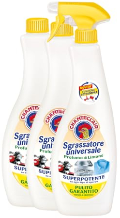 Chanteclair - Sgrassatore Universale Spray, Superpotente, Profumo di Limone, Formula Originale - 1 Flacone spray + 2 Ricariche
