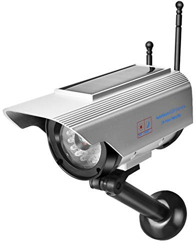 Telecamera Finta, Telecamera Finta a Energia Solare Telecamera Finta per Sorveglianza di Sicurezza Esterna Telecamera Fittizia Argento, di Sorveglianza Cctv Falso