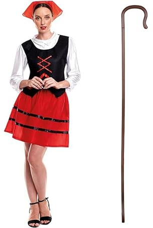 ZZ DISFRAZZES | Disfraz Pastora Mujer, Kit de Pastorcilla Adulta Navidad - Disfraz Aldeana con accesorios para Navidad (Talla S)