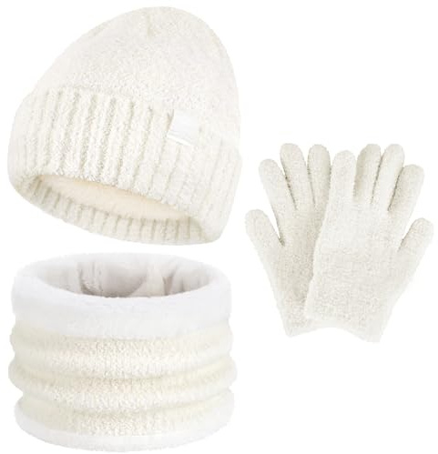 ZASFOU Bambini Cappello Invernale Sciarpa Guanti Set Microfibra Berretto Cappelli in Maglia Scaldacollo Guanto per 4 5 6 7 8 Anni Ragazzo Ragazza Regalo