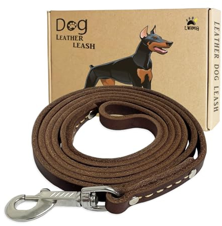 LWBMG Laisse pour Chien en Cuir de 1,8 m, Laisse pour Chiens de Grande Taille, Laisse de Dressage en Cuir Souple Faite à la Main pour Chiens de Petite, Moyenne et Grande Taille, pour la Marche, Le