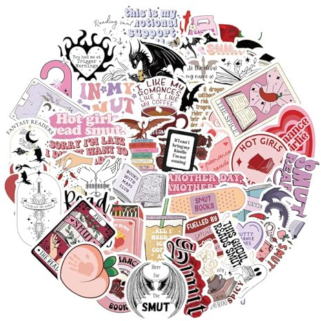 52 Pieces Sticker Books,Bookish Smutty Funny Book Cover Stickers,Reading Stickers for Kindler Waterproof Booktok Aesthetic Decal for Stanley Laptop Computer Phone Water Bottle Scrapbooking Kids Girls