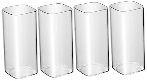 Cabilock Juego de 4 Vasos de Vidrio Cuadrados para Beber de Gran Capacidad para Cocina Casera