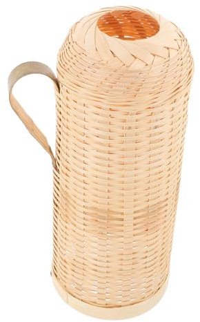 PRETYZOOM Cubierta De Bambú Para Botella Térmica De Agua Caliente Funda Aislante Tejida Mano Protección Resistente Para Termo De Color Natural Para Decoración y Uso Diario